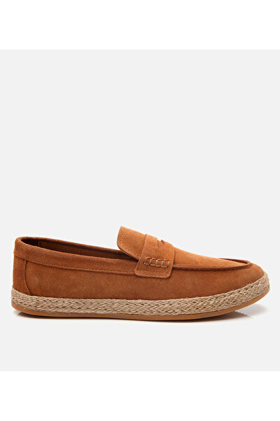 Hotiç Men's Suede Leather Tan Straw Detailed Espadrille