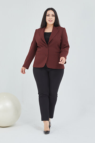 Fagi Women's Red Gingham Buttoned Classic Jacket