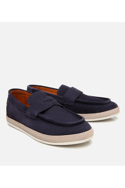 Hotiç Men's Suede Leather Navy Blue Comfortable Sole Espadrille