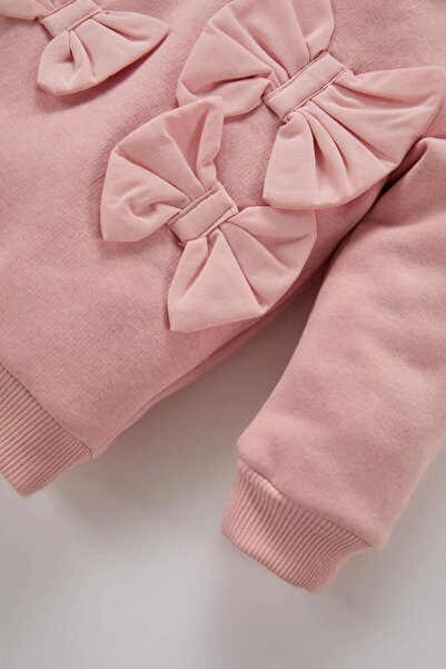 DeFacto Kız Bebek Bisiklet Yaka Fiyonklu Sweatshirt D6267A524WN