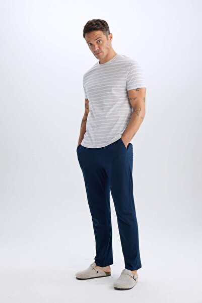 DeFacto Pocketed Regular Fit Pajama Bottoms - Straight Leg with Lace-Up Waist Z7323Az24Au