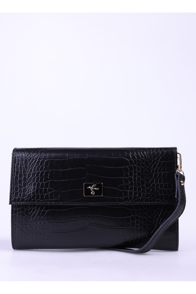 Fabrika Siyah Kadın 28x18x2 cm Çapraz Çanta KROKO-AKSANA