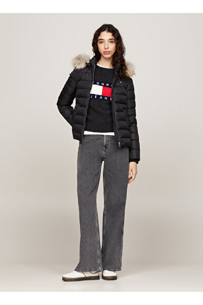 Tommy Jeans Siyah Kadın Şişme Mont TJW BASIC HOODED DOWN JACKET EXT