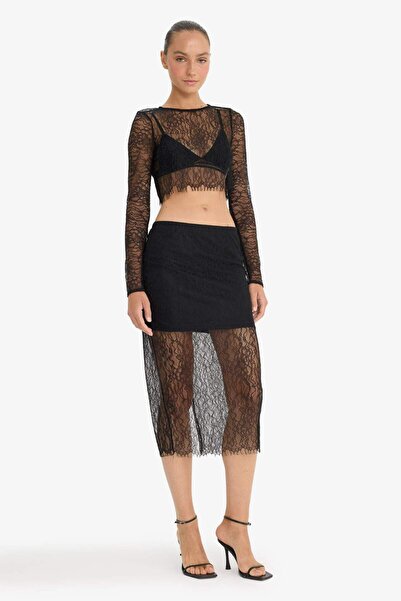 DeFacto Slim Fit Slim Fit Lined Midi Lace Skirt E0465Ax24Au
