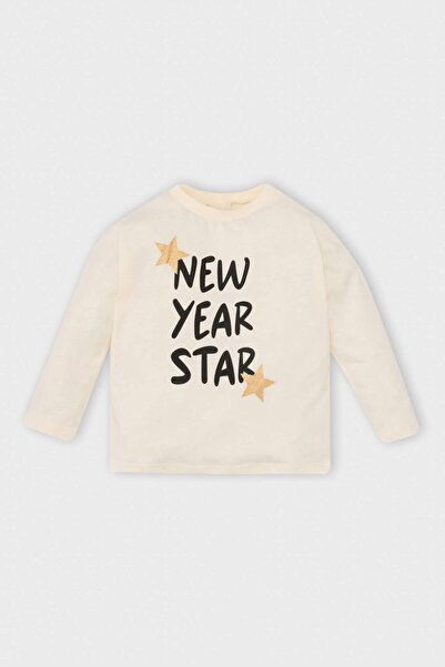 DeFacto Baby Girl Crew Neck Christmas Themed Long Sleeve T-Shirt D6231A524Wn