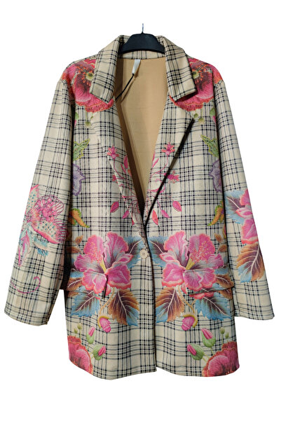 OEM Women's beige jacket with floral print