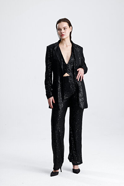 Sense Lined Sequin Evening Dress Jacket| Ckt34262 Black
