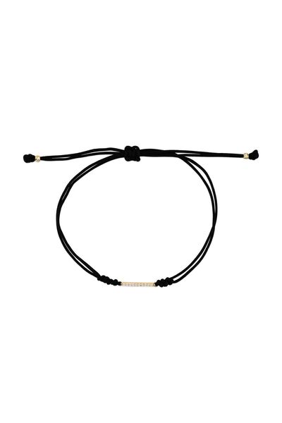 Piano Jewellery Motto Altın Minimal Taşlı Uzun Bar Ipli Bileklik