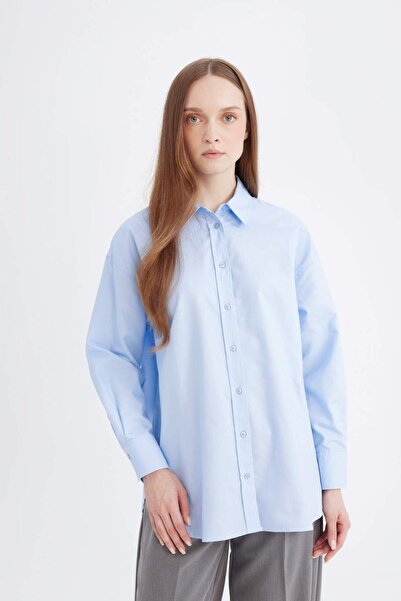 DeFacto Relax Fit Oxford Uzun Kollu Gömlek Tunik D1298AX24AU