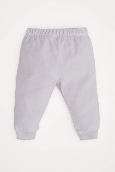 DeFacto Kız Bebek Pijama Takımı Bisiklet Yaka Yılbaşı Temalı Uzun Kollu Velur Üst Beli Lastikli Uzun Alt D71