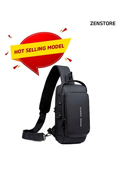 Generic 2PCSCOMBO Black Anti Theft Sling Bag ,waterproof Chest Daypack With Usb Charging, Shoulder Chest Bag