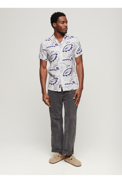 SUPERDRY Normal Çok Renkli Desenli Erkek Gömlek M4010810A2EP_OPEN COLLAR PRINT LINE
