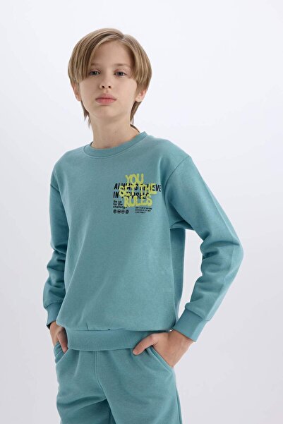 DeFacto Erkek Çocuk 2'li Takım Baskılı Sweatshirt Eşofman Altı D5223A8NS