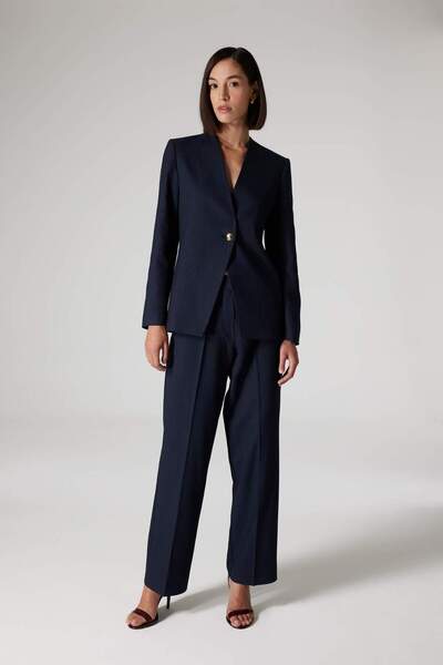DeFacto Sorbe x Regular Fit V Yaka Düğmeli Blazer Ceket D9869AX24AU