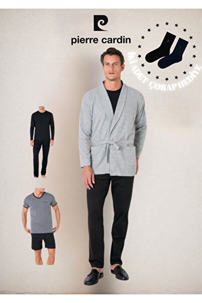 Pierre Cardin Men's Clothing 5 Piece Boxed 100% Cotton Robdöşambır & Pajama Set Set L1.Pc.5640.01