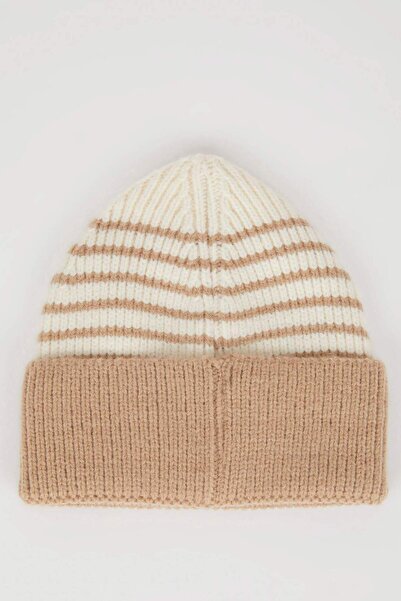 DeFacto Бебе момче раирана поларена барета от трикотаж C8596A524Wn