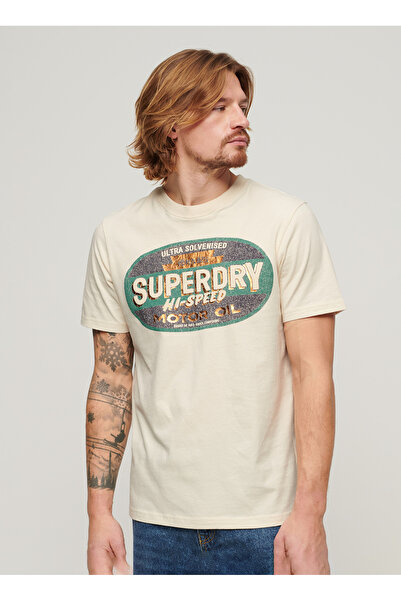 SUPERDRY Bisiklet Yaka Baskılı Beyaz Erkek T-Shirt M1011910A3KU_GASOLINE WORKWEAR TEE