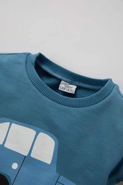 DeFacto Erkek Bebek Bisiklet Yaka Araç Baskılı Sweatshirt D1265A524WN