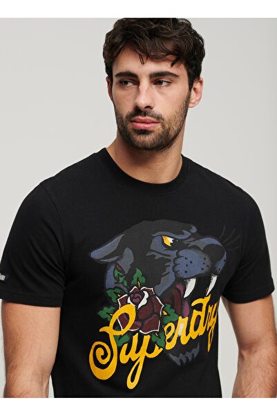 SUPERDRY Bisiklet Yaka Baskılı Antrasit Erkek T-Shirt M1011978AAFB_TATTOO SCRIPT T SHIRT
