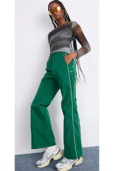 Nike Sportswear Windrunner High-Waisted Woven Open-Hem Yeşil Kadın Eşofman Altı