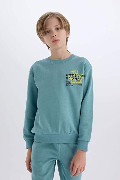 DeFacto Erkek Çocuk 2'li Takım Baskılı Sweatshirt Eşofman Altı D5223A8NS