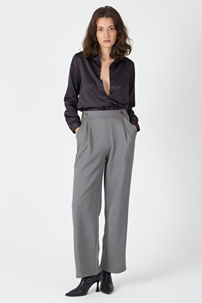 Rays Antracit zlatne dugmice detaljne Široke nogavice ženske pantalone 8111A