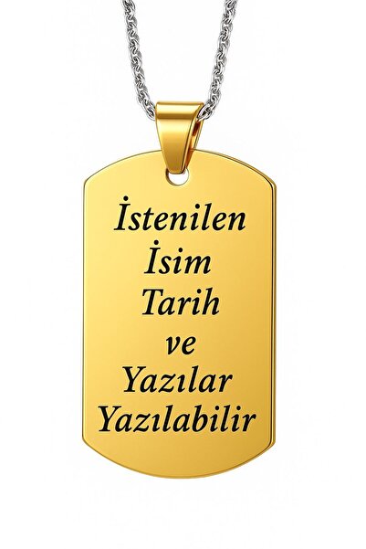 Takı Dükkanı Kişiye Özel İsim Tarih Yazı Yazılı Asker Künyesi Çelik Erkek Kol...