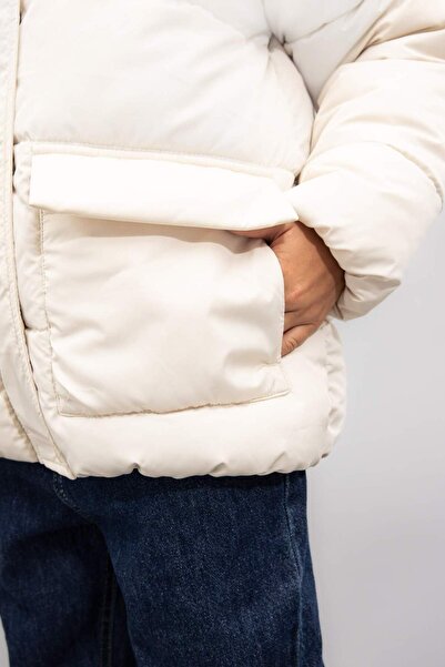 DeFacto Kız Çocuk Su İtici Şişme Mont Kapüşonlu Polar Astarlı Fermuarlı Cepli C5490A824AU