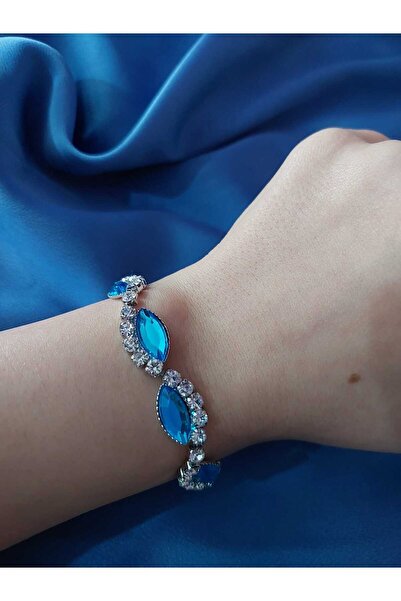 Avcıoğlu Aksesuar اسوارة نسائية مرصعة بالزركون وحجر اكريليك ملون مطلية بالفضة