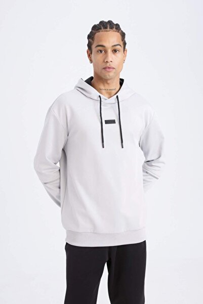 DeFacto DeFactoFit Standart Fit Kapüşonlu Basic Düz Sporcu Sweatshirt D3736AX24WN