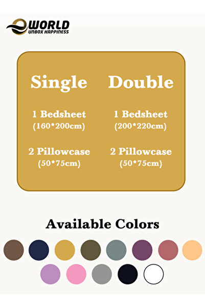 Eworld 3 Piece Gold Striped Cotton Single Bed Sheet Set – Fitted Sheet & 2 Pillowcases