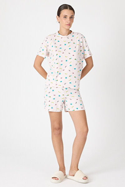 Rays Set de pijamale cu mânecă scurtă cu model de fructe roz praf 3419