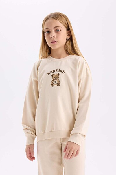 DeFacto Kız Çocuk Pijama Takımı Baskılı Uzun Kollu Üst Beli Lastikli Alt D9369A824WN