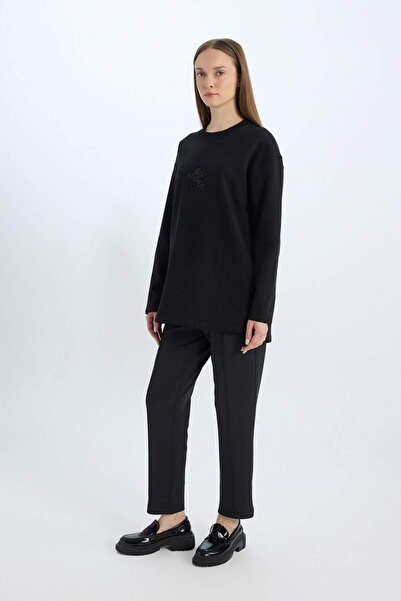 DeFacto Regular Fit Cepli Pensli Skuba Dalgıç Kumaş Beli Lastikli Pantolon D9029AX24WN