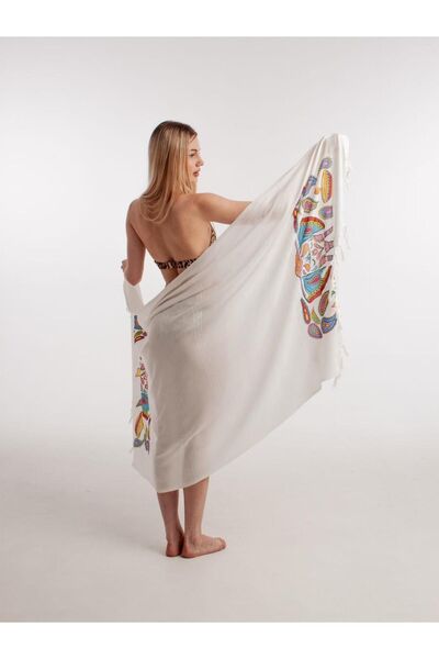 VAROL Τυπωμένη πετσέτα παραλίας Peshtemal από μπαμπού