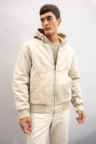 DeFacto %100 Pamuk Oversize Geniş Kalıp Kapüşonlu Mont Fermuarlı Cepli C6338AX24AU