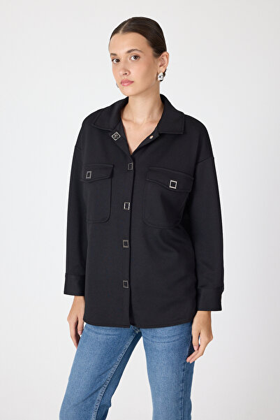 Rays 8130A Cămașă cu detaliu snap, neagră