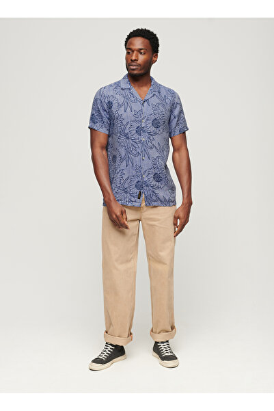 SUPERDRY Normal Çok Renkli Desenli Erkek Gömlek M4010810A1WB_OPEN COLLAR PRIN...