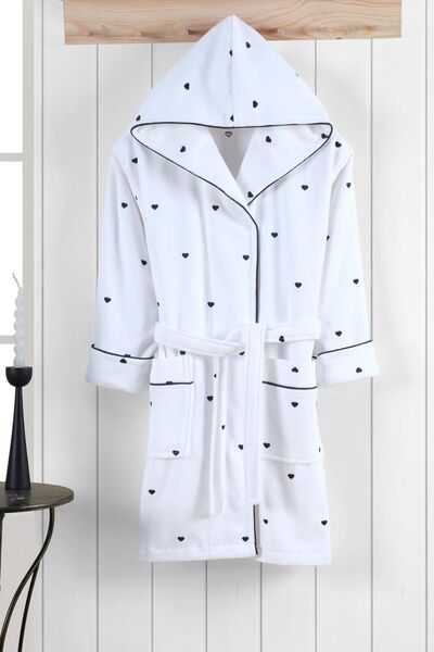 VAROL Love Series Bathrobe - 100% Cotton, Heart Embroidered