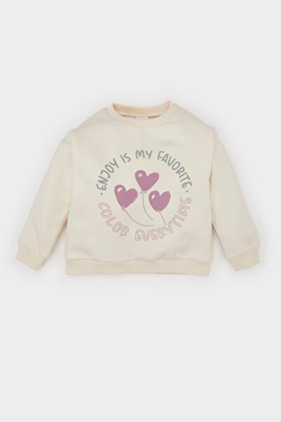 DeFacto Baby Girl Crew Neck Printed Sweatshirt D1660A524Wn