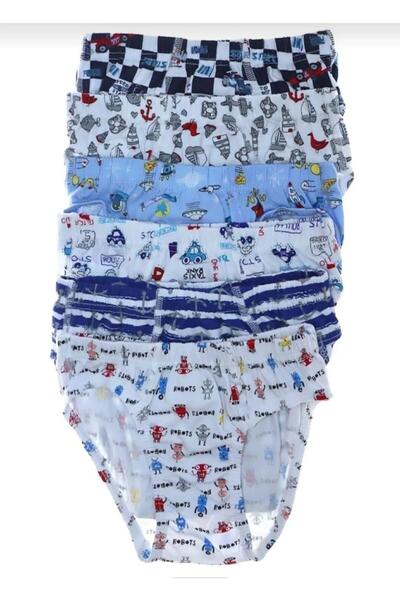 Tutku 0255 Men's Patterned Children's Slip Underwear 12 Pieces