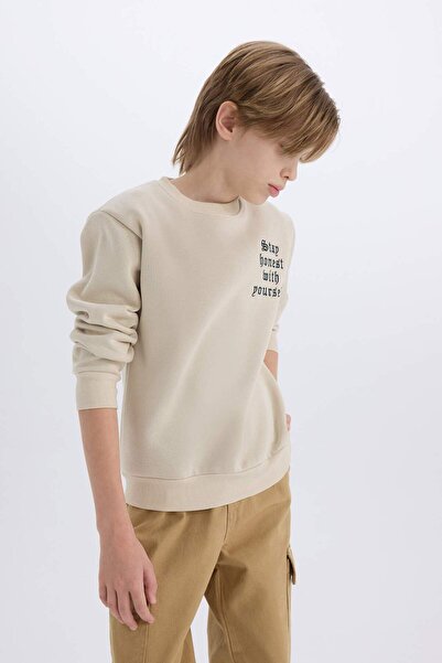 DeFacto Boy's Crew Neck Printed Sweatshirt D4344A824Wn