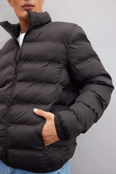 DeFacto Regular Fit Dik Yaka Fermuarlı Cepli Mevsimlik Baharlık Şişme Mont C4856AX24WN