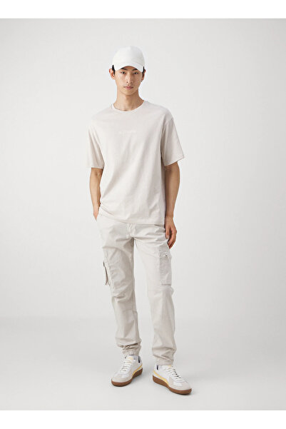 Only & Sons Lastikli Paça Beyaz Erkek Kargo Pantolon ONSCAM PAW CARGO CUFF RI...