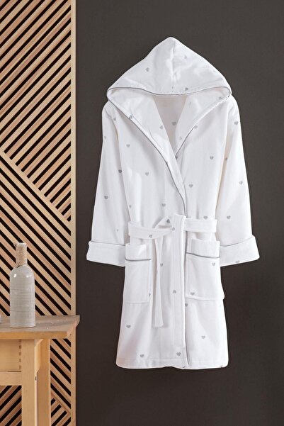 VAROL Heart Embroidered 100% Cotton Love Series Bathrobe