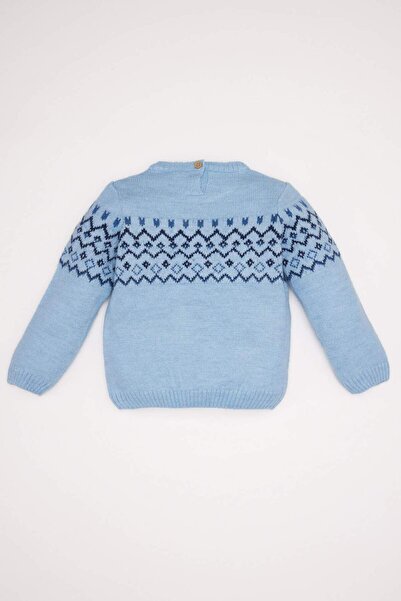 DeFacto Erkek Bebek Bisiklet Yaka Etnik Desenli Triko Kazak C8858A524WN