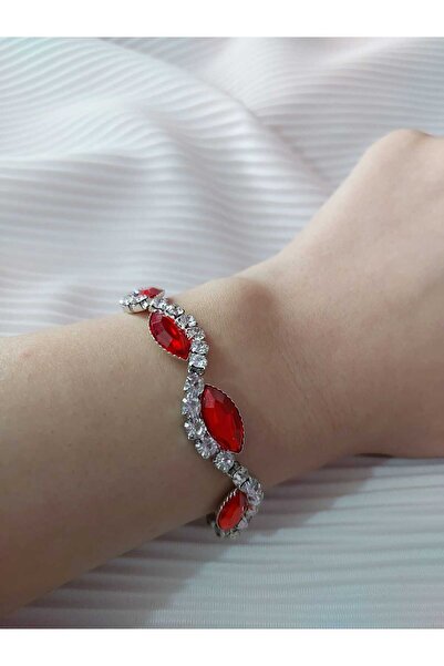 Avcıoğlu Aksesuar اسوارة نسائية مرصعة بالزركون وحجر اكريليك ملون مطلية بالفضة