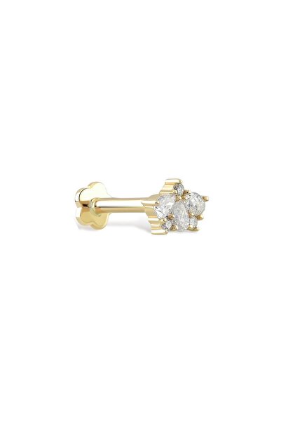 Piano Jewellery 14 Ayar Altın Pırlanta Çiçek Taç Piercing