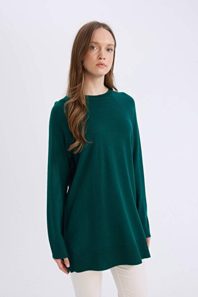 DeFacto Regular Fit Bisiklet Yaka Basic Düz Triko Kazak Tunik C4474AX24AU