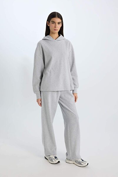 DeFacto Relax Fit Kapüşonlu Basic Düz Sweatshirt E1995AX24WN
